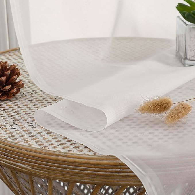 OVZME Ivory Sheer Curtains 108 Inches Long 2 Panels Set, Extra Wide Solid - Image 4