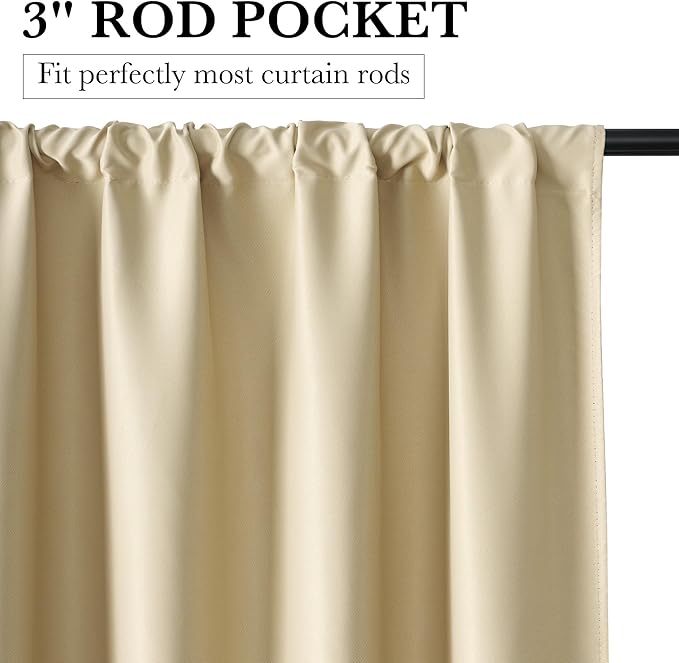RYB HOME 100% Blackout Basement Curtains 36 inches Long, Heat & UV Blocking - Image 3