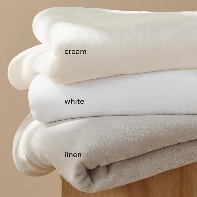 Bedsure GentleSoft Fleece Throw XL Blanket Cream - Image 4