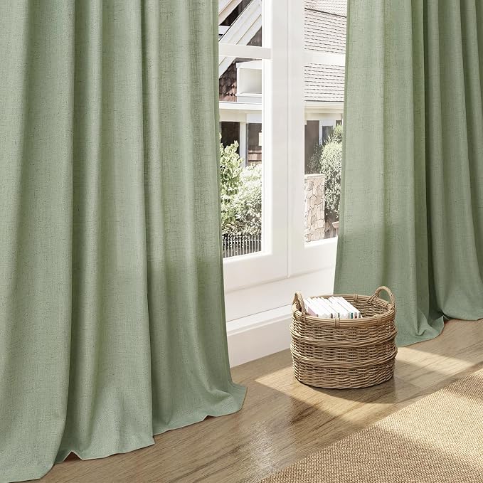 Light Sage Linen Curtains 108 Inches Long - Image 6