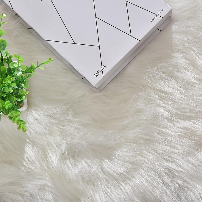 ORINOVA White Faux Sheepskin Shag Fur Runner Rugs - Image 4