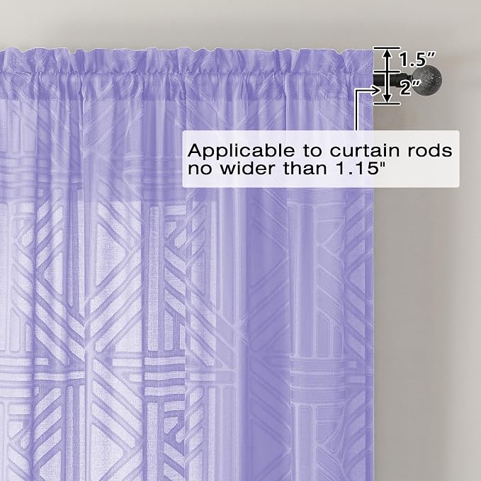 Simplebrand Lavender Semi Sheer Curtains 96 Inches Long 2 Panels, Light - Image 4