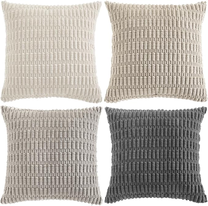 Fancy Homi Set of 4 Grey and White Boho Decorative Throw Pillow Covers 22x22 - Image 9