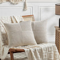 Fancy Homi 2 Packs Neutral Taupe Decorative Throw Pillow Covers 20x20 Inch by Fancy+Homi