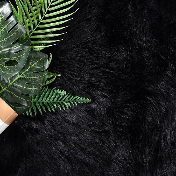 Latepis Black Fluffy Small Fur 3x4 Area Rug - Image 5