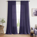 Nanspring Purple Linen Blend Light Filtering Back Tab Curtains 102 Inches Long by Nanspring