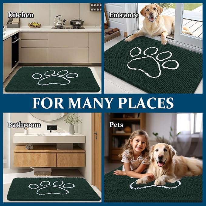 OLANLY Dog Door Mat for Muddy Paws 70x24, Paw Print Design, Absorbs Moisture - Image 8