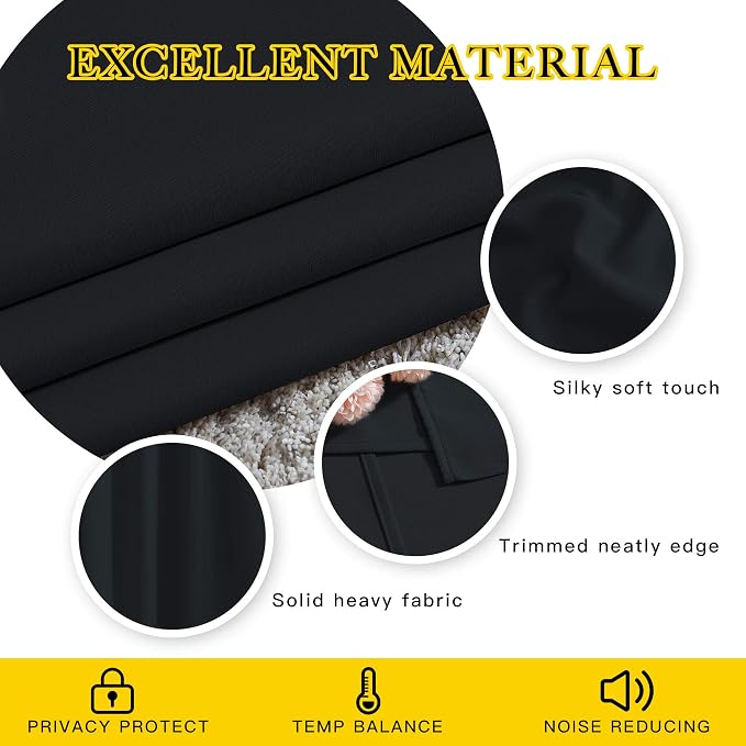 NICETOWN Black Out Sliding Door Curtains 2 Panels Set 118 inches Long, Grommet - Image 4