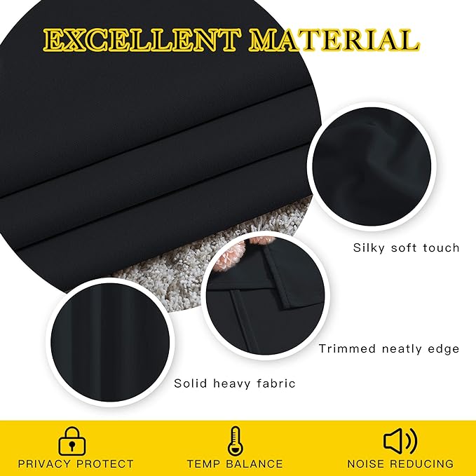 NICETOWN Black Blackout Curtains 80 inch Length 2 Panels Set - Image 4