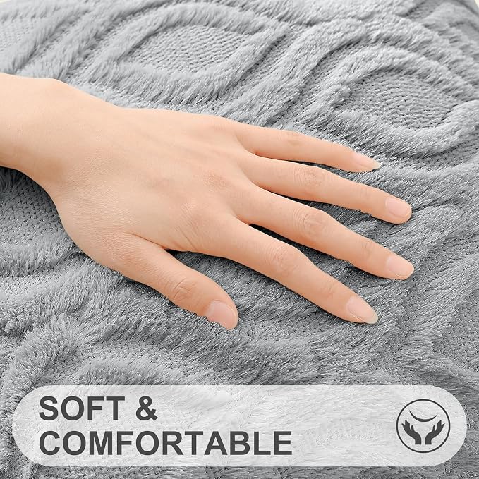 decorUhome Throw Pillow Covers 26x26 Inch Set of 2, Soft Plush Faux Wool Grey - Image 2