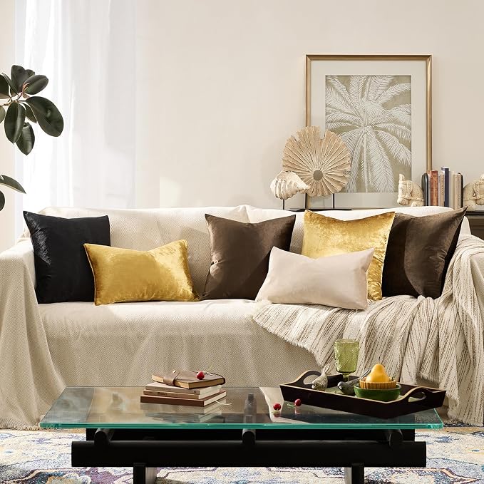 GIGIZAZA Brown Velvet Pillow Covers 16x16, Square Solid Throw Pillow Covers - Image 7