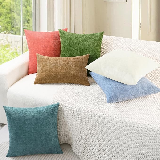 CaliTime Throw Pillow Covers Decorative 22 X 22 Inches Pack of 2 Cozy Chenille - Image 4