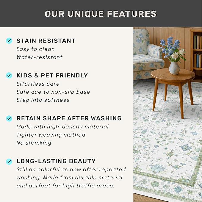 Hazo Haus Washable Oushak 2x6 Bathroom Runner Rug, Eclectic Boho Floral Pastel - Image 7