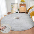 ORINOVA Grey Washable Fluffy Round Rugs 6ft Faux Bunny Fur Rugs by ORINOVA