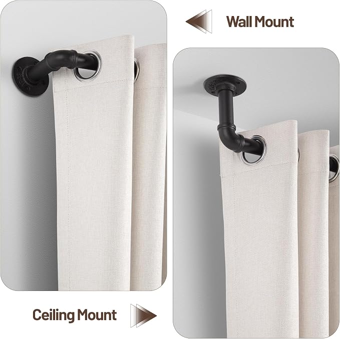 Zeerobee Curtain Rods for Windows 66 to 120, 1 Inch Industrial Wrap Around - Image 5