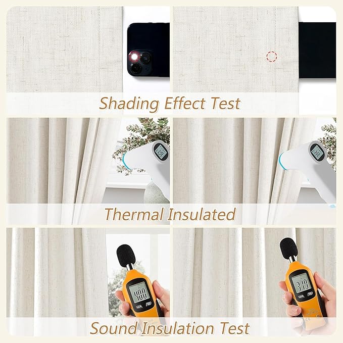 Guken Cream 100% Blackout Curtains 100 Inch Wide by 120 Inch - Image 5