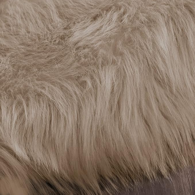 Latepis Light Brown Beige Round Area Rugs 5ft Faux Fur Fuzzy Rugs - Image 8