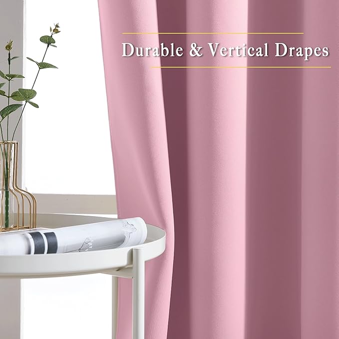 NICETOWN Crystal Pink Room Darkening Curtain Panels - Image 5