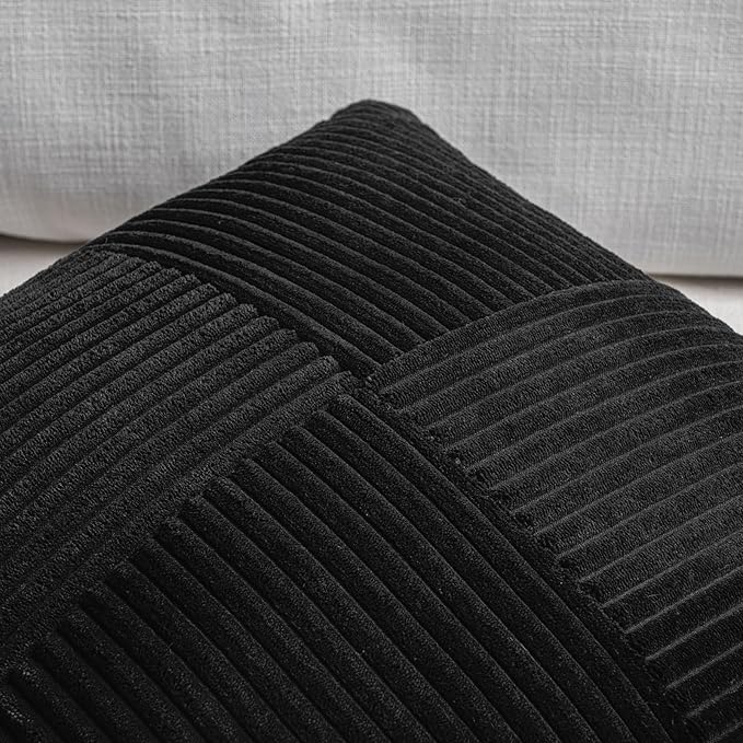 Fancy Homi 2 Packs Black Lumbar Decorative Throw Pillow Covers 14x22 Inch - Image 3
