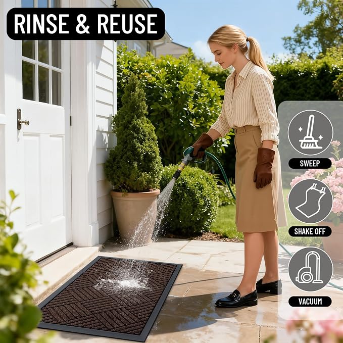OLANLY Front Door Mat Outside Entrance 35x23, Heavy Duty Sturdy Natural Rubber - Image 7