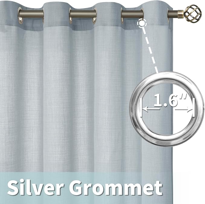 LAMIT 72 inch Linen Curtains for Living Room, Grommet Thick Linen Textured - Image 5