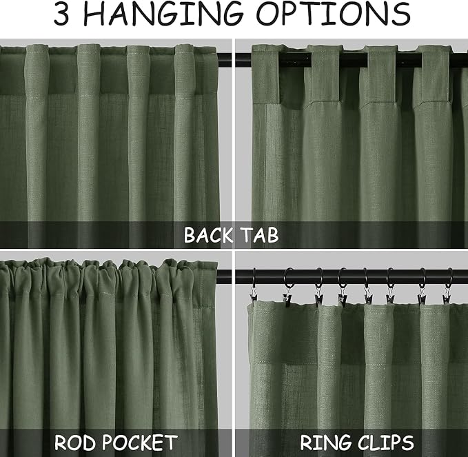 Nanspring Short Linen Cafe Curtains 36 Inch Length - Image 2