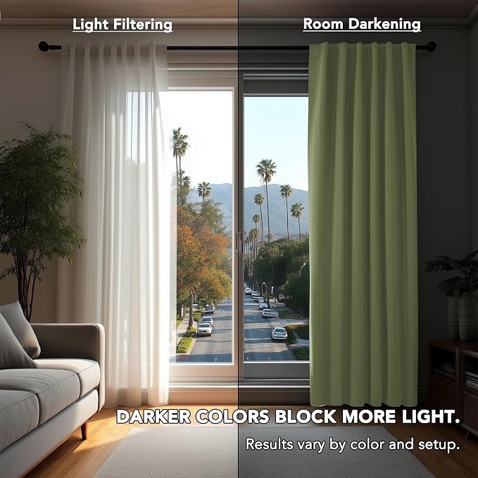 Deconovo Blackout Curtains, Thermal Insulated, W42 x L54 2 Panels, Back Tab - Image 3