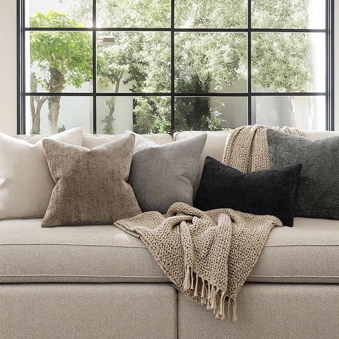 MIULEE Pack of 2 Couch Throw Pillow Covers 20x20 Inch Neutral Beige Modern Boho - Image 3