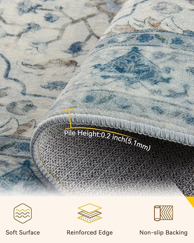 Area Rugs 3'x8' Runner Rug Non Slip Washable - Image 4