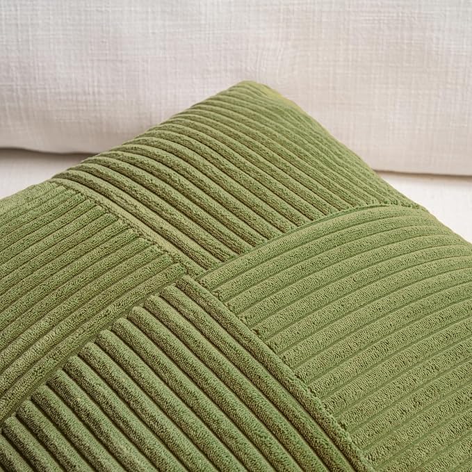 Fancy Homi 2 Packs Moss Green Lumbar Decorative Throw Pillow Covers 12x20 Inch - Image 4