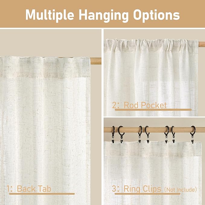 LAMIT Cream Linen Curtains 90 Inch - Image 3