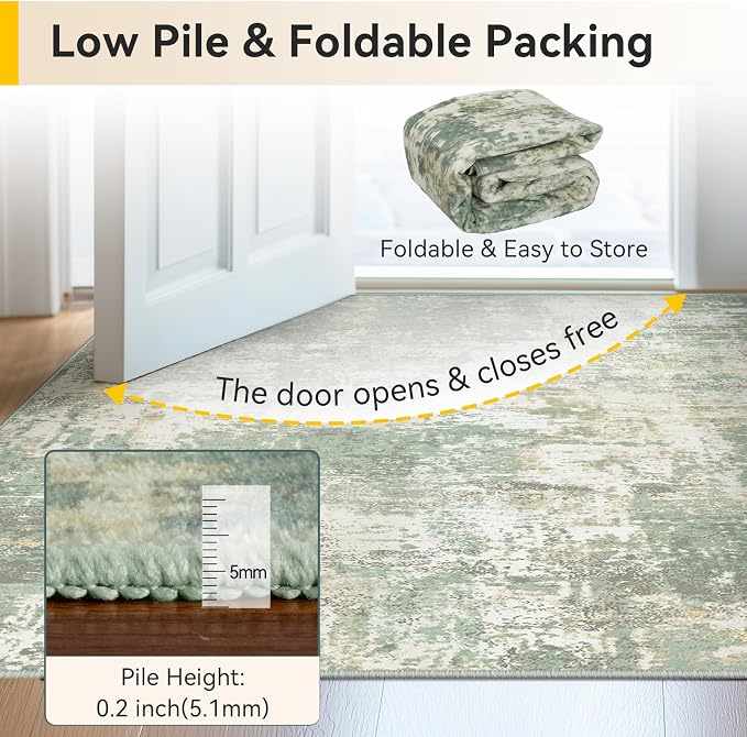 Washable Area Rugs 10'x14 Non-Slip Modern Abstract Soft - Image 6