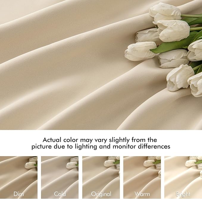 MIULEE Cream Beige Back Tab Light Blocking Curtains 78 Inch Length 2 Panels Set - Image 8