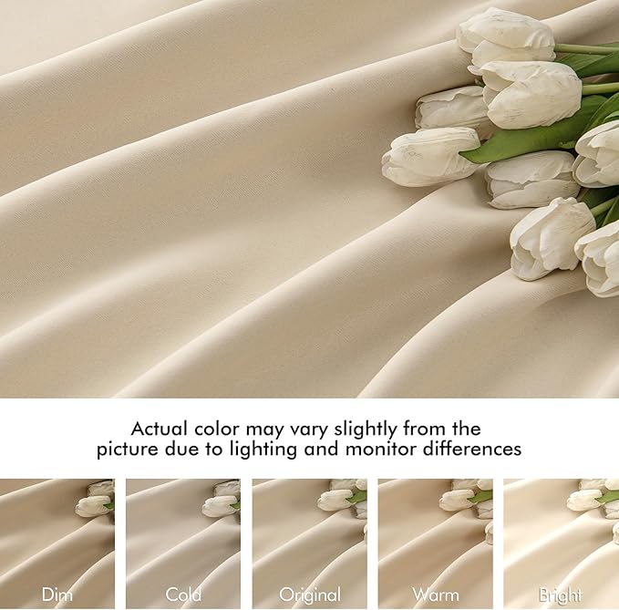 MIULEE Cream Beige Back Tab Light Blocking Curtains 72 Inch Length 2 Panels Set - Image 8