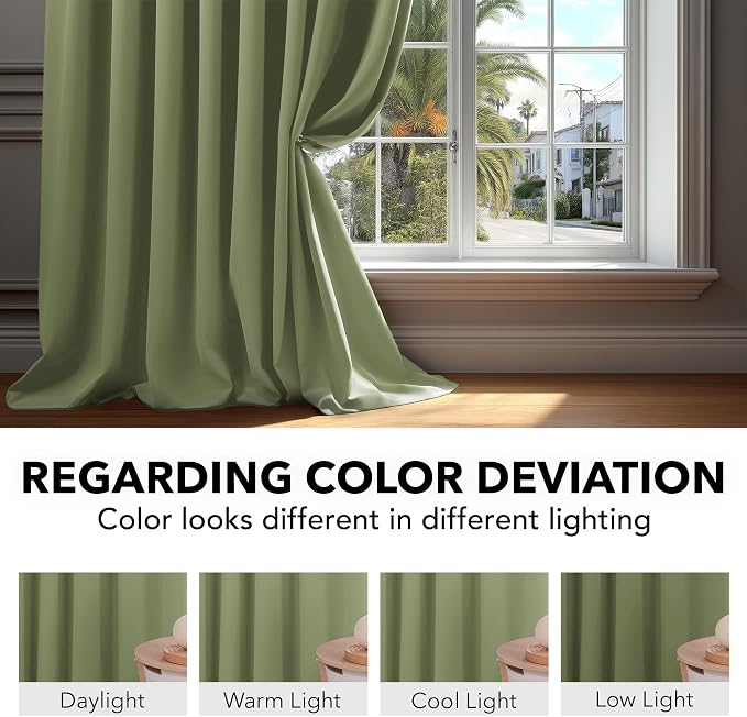 Deconovo Blackout Curtains, Thermal Insulated, W42 x L54 2 Panels, Back Tab - Image 6