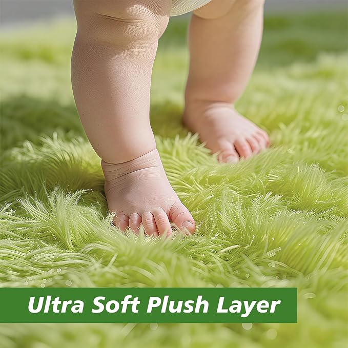 6x9 Fluffy Area Rug for Living Room, Shag Area Rugs for Bedroom, Grass Green - Image 2