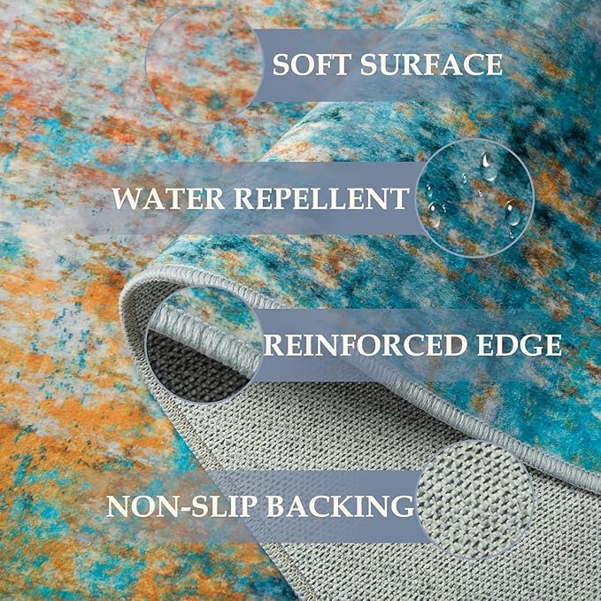 Washable Area Rugs 4ft Non-Slip Modern Abstract Soft - Image 4