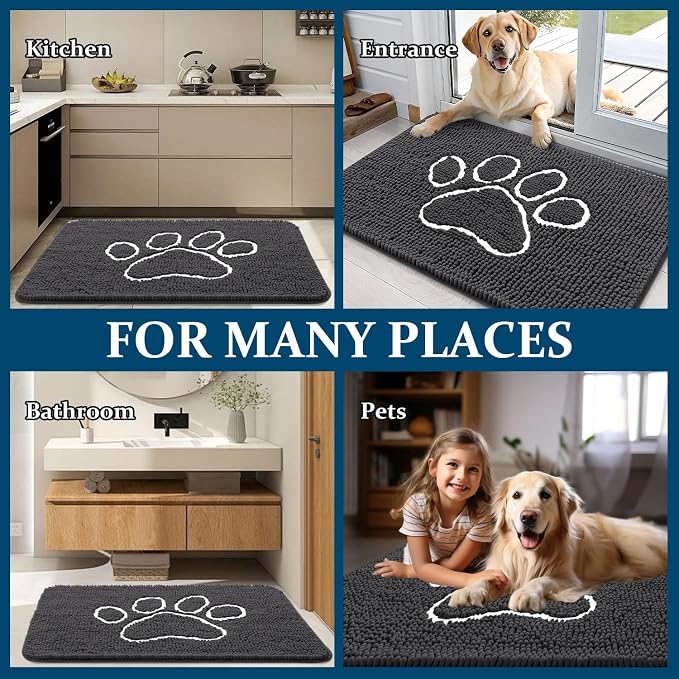 OLANLY Dog Door Mat for Muddy Paws 44x24, Paw Print Design, Absorbs Moisture - Image 8