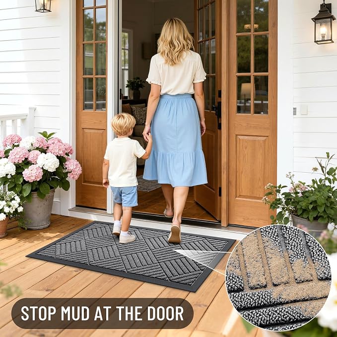 OLANLY Front Door Mat Outside Entrance 59x34, Heavy Duty Sturdy Natural Rubber - Image 6