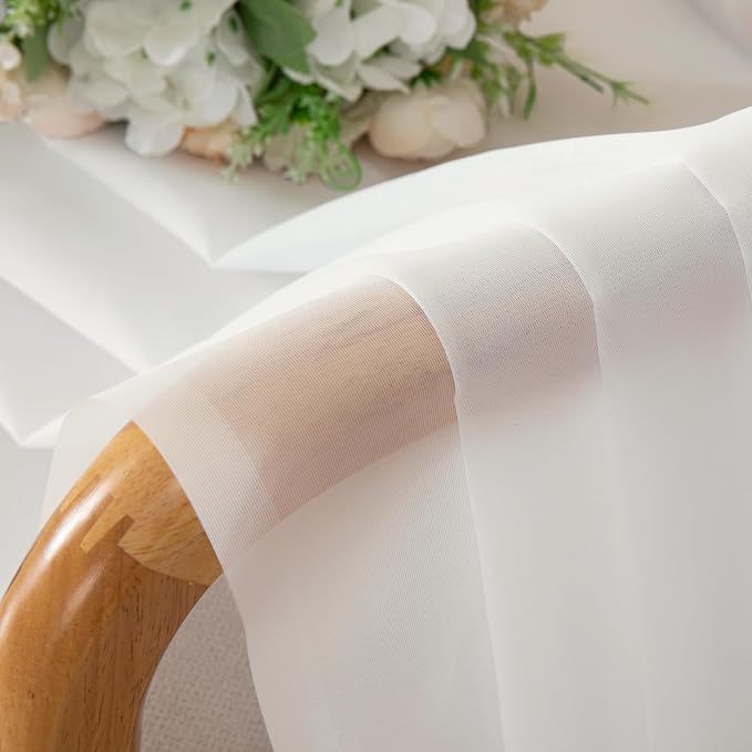 Aiyufeng Ivory Sheer Curtains 90 Inches Long, Light Filtering Rod Pocket Solid - Image 7