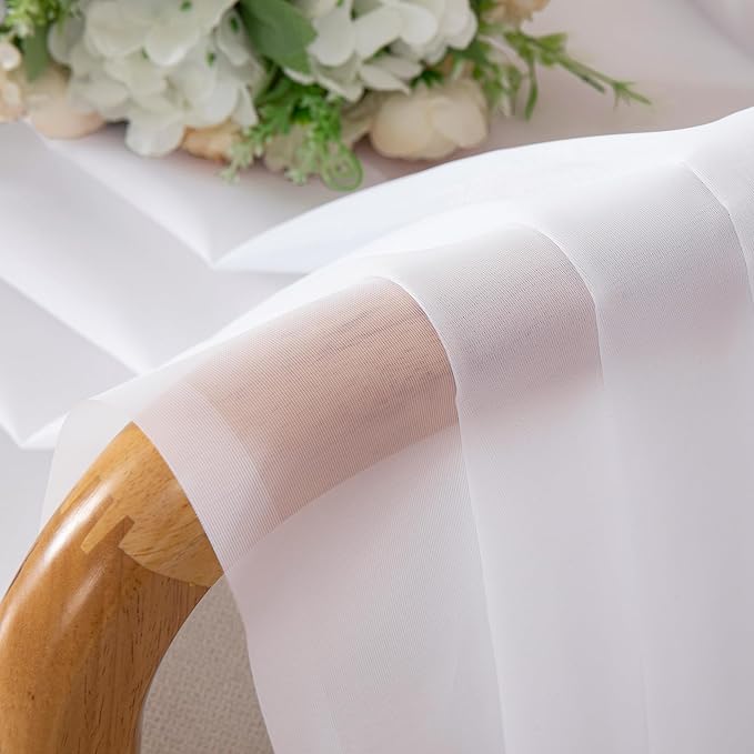 OVZME 2 Panels Sheer White Curtains 72 Inches Length Window Treatment - Image 4