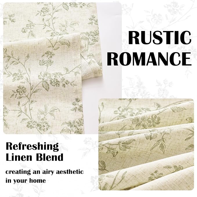 Lazzzy Floral Linen Curtains Farmhouse Extra Long Curtain - Image 4