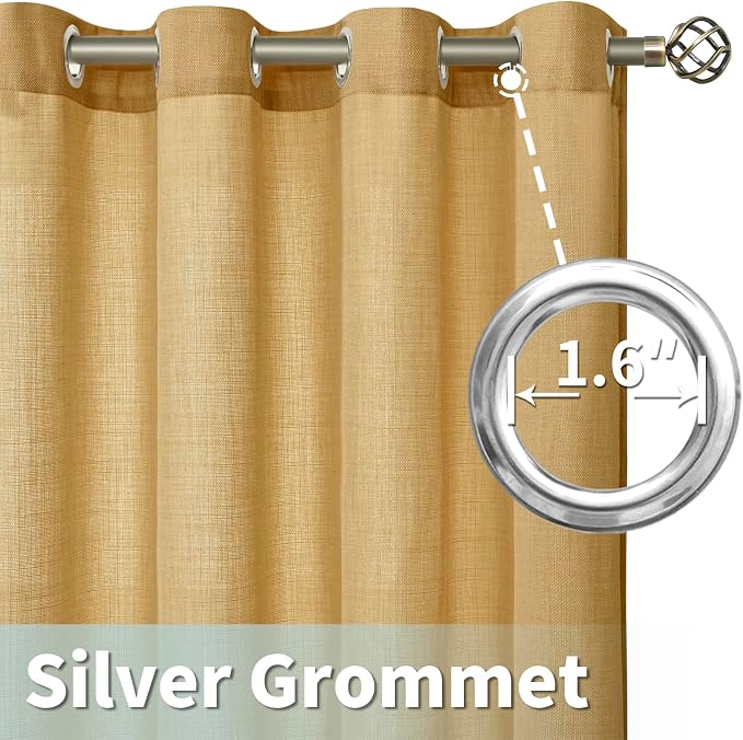 LAMIT Faux Linen Curtains for Bedroom, Grommet Thick Linen Drapes Light - Image 4