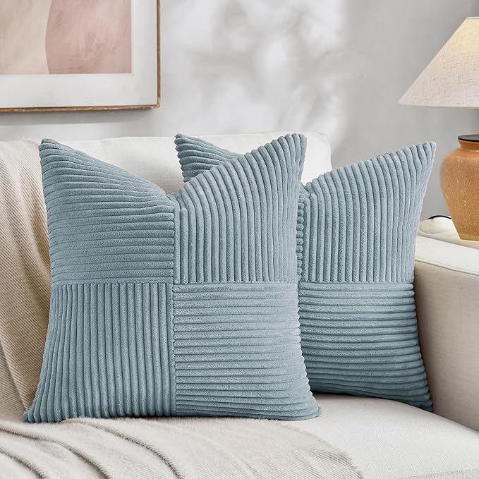 Fancy Homi Set of 2 Light Blue Euro Decorative Throw Pillow Covers 28x28 Inch by Fancy+Homi