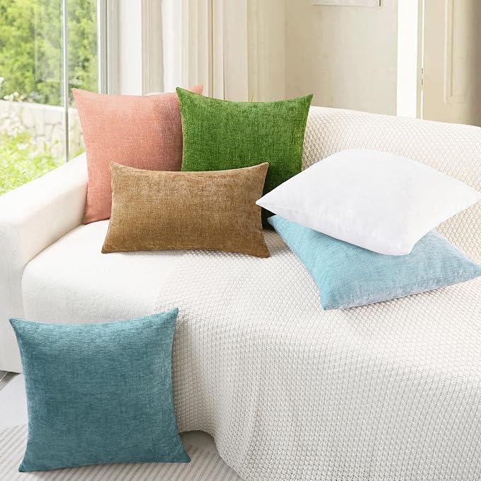CaliTime Throw Pillow Covers Decorative 16 X 16 Inches Pack of 2 Cozy Chenille - Image 4