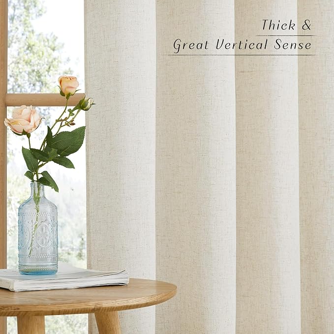 NICETOWN Natural Linen Cafe Curtains 45 inch Length, Thick Flax Linen Window - Image 6