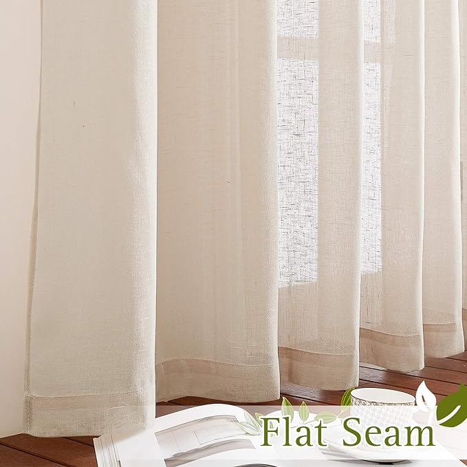 NICETOWN Sliding Door Curtains Linen Sheer Textured, Grommet Semi Sheer Keep - Image 6