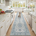 Area Rugs 2'x10' Washable Non-Slip, Floral Vintage Distress Print Pattern by RELEANY