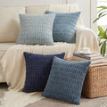 Fancy Homi Set of 4 Blue Boho Decorative Throw Pillow Covers 26x26 Inch by Fancy+Homi