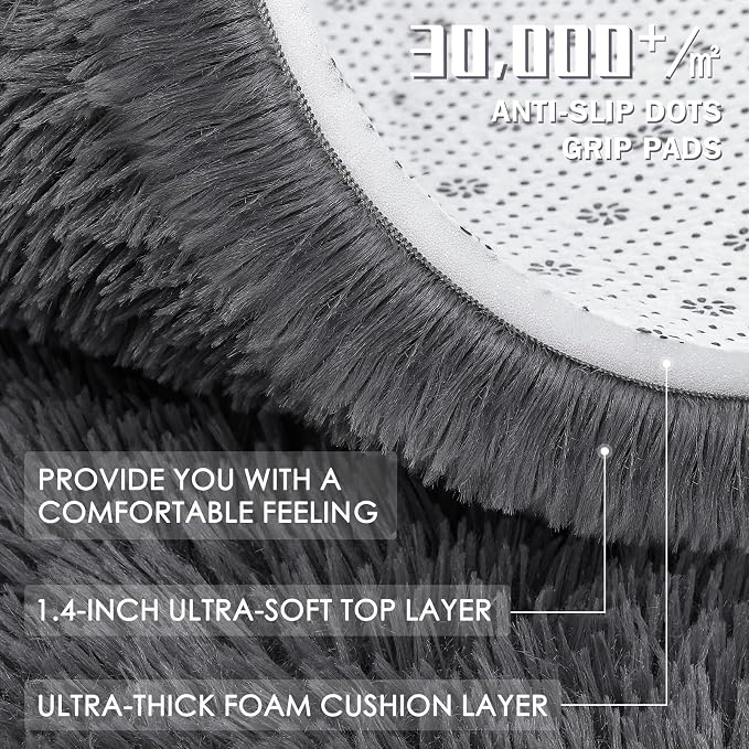 OLANLY 4x4 Machine Washable Accent Rug, Soft Fluffy Shaggy Area Rug - Image 6